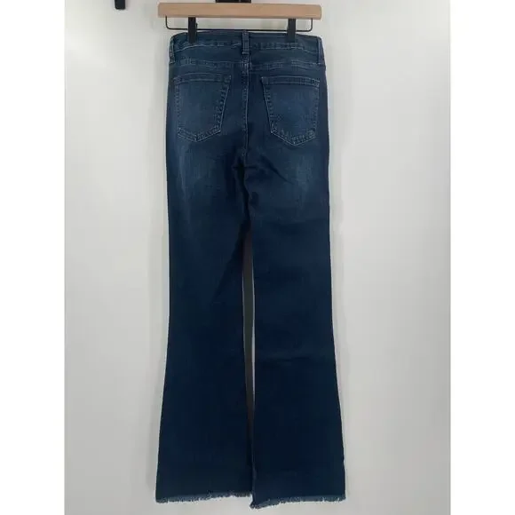 JUST USA Jeans Size 27 Slim Bootcut Dark Denim NWT Frayed Hem Cotton Stretch - Picture 2 of 13